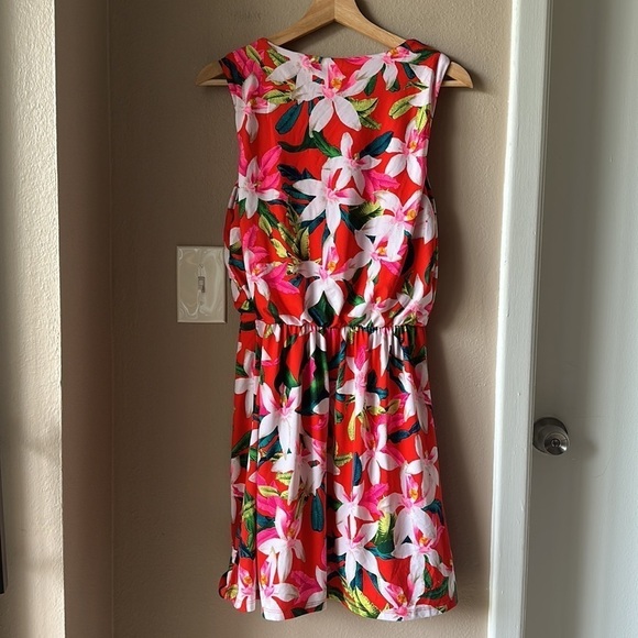 EXPRESS Floral Sleeveless Drape Neck Mini Dress - Picture 6 of 7